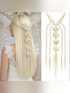Blonde Braided Hair Piece - Bubble & Fishtail Style